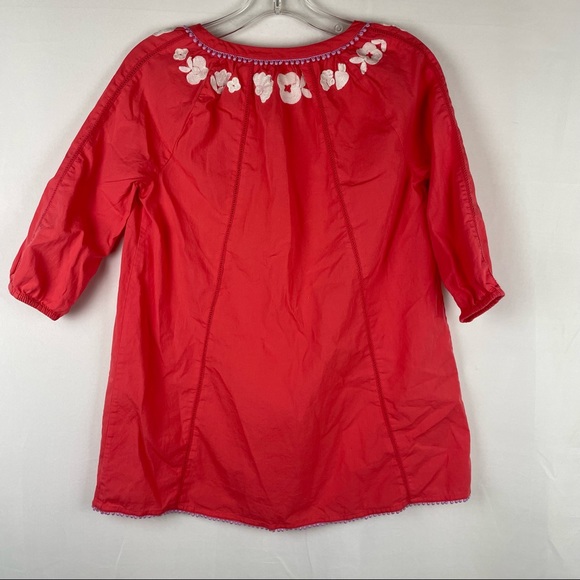 Boden kids girl coral red embroidered floral cutout blouse top 8/9 - Picture 6 of 8